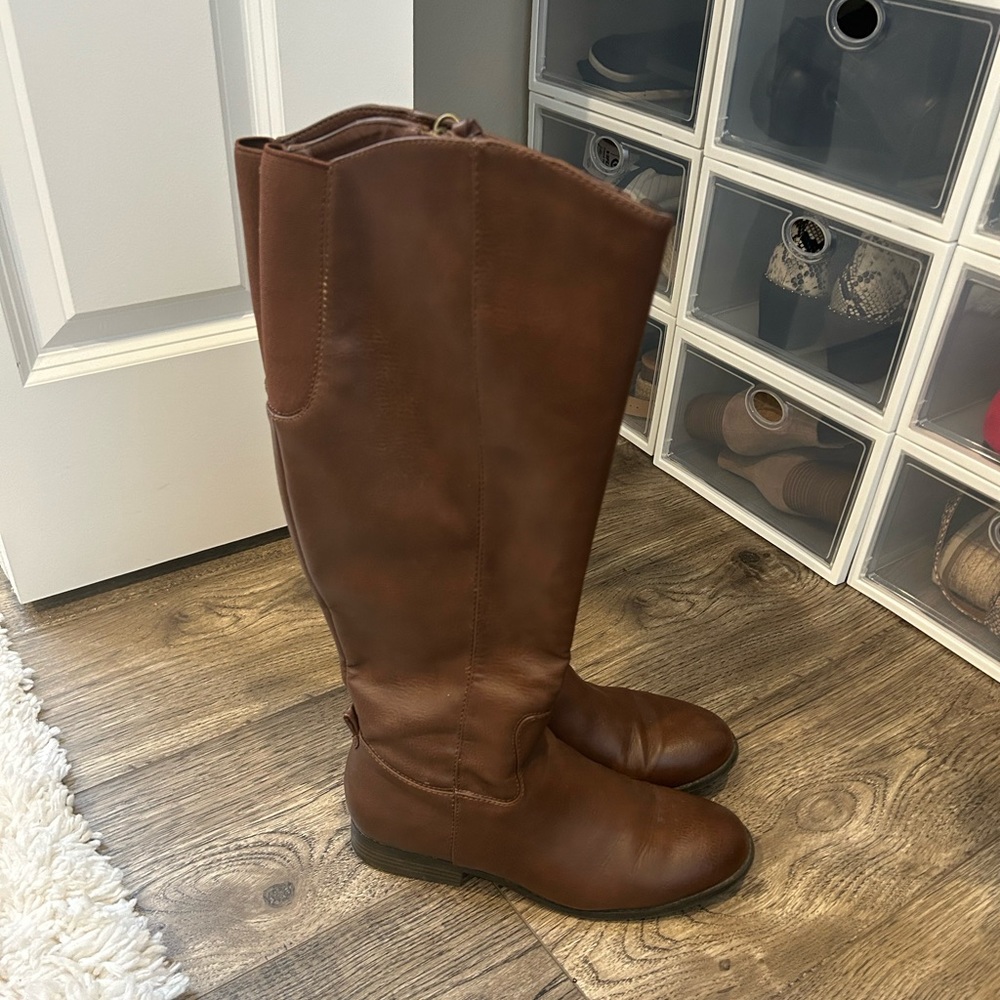 Brown knee high boots